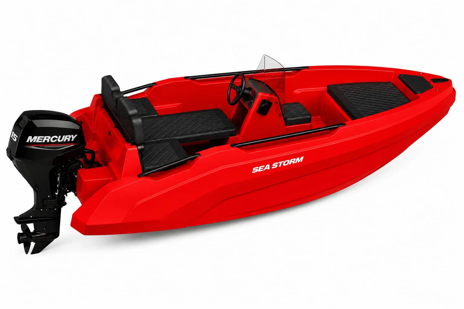 SeaStorm 12 in red with a Mercury F15